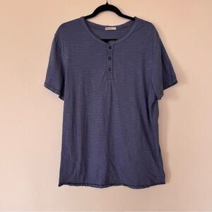 Marine Layer Mens Size L Blue Striped Henley T Shirt
